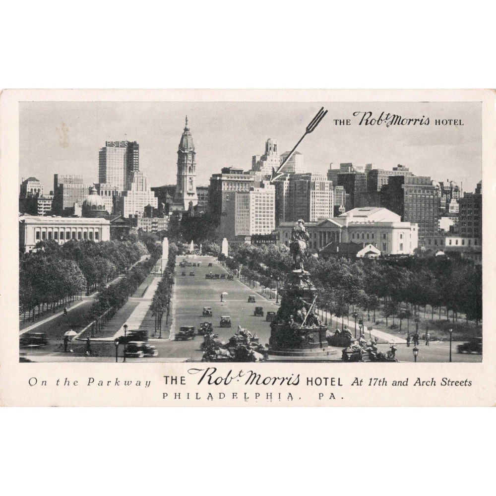 Philadelphia Pennsylvania PA Parkway Robert Morris Hotel Skyline Vtg Postcard - Picture 1 of 2